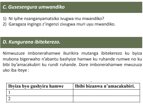 Course: Kinyarwanda, Topic: UMUTWE WA MBERE: UMUCO N’INDANGAGACIRO ...